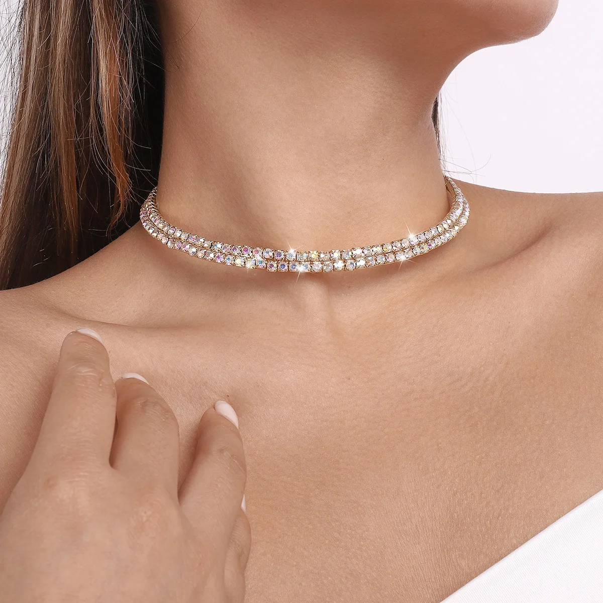 Necklace Harbor Style Claw Chain Diamonds Geometric Elegant Neckchain Temperament Creative Fashion Collar