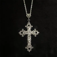 2022 new retro ins dark relief baroque cross girl concave gothic cross pendant necklace