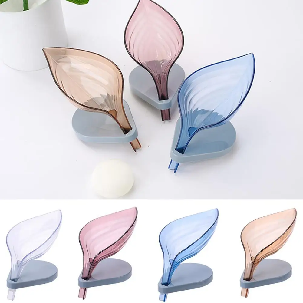

Suction Cup Soap Holder For bathroom Shower Portable Leaf Soap Dish Plastic Sponge Tray For Kitchen Bathroom Accessory