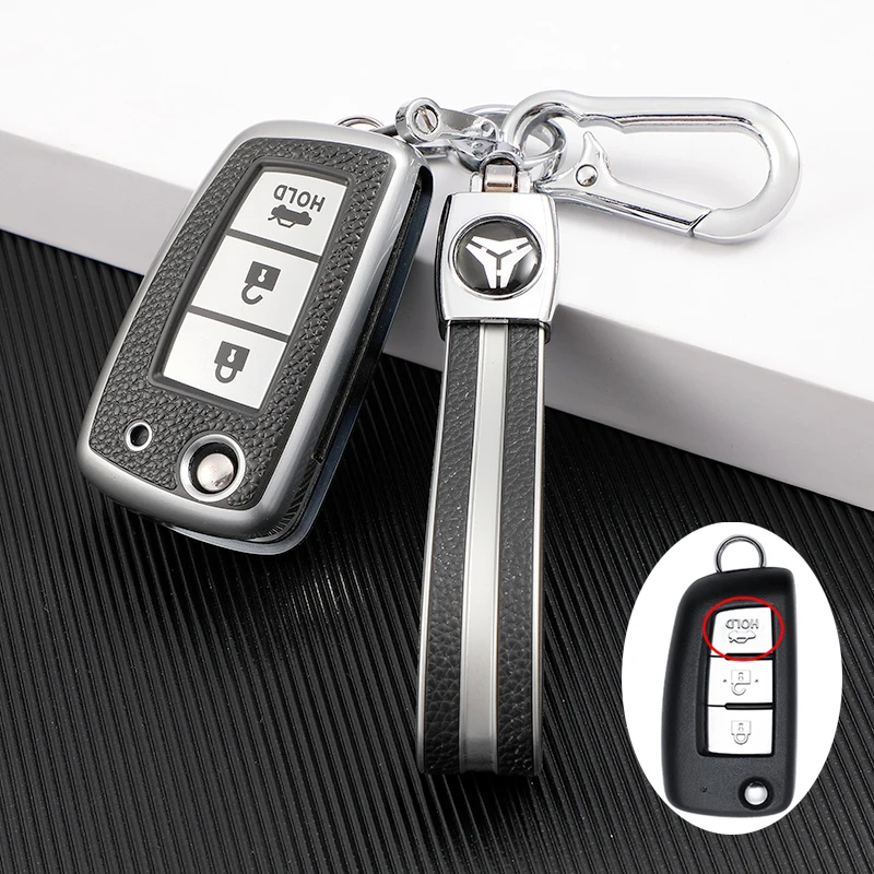 

3 Button Leather TPU Car Key Cover Fob Case for Nissan Qashqai X-trail Murano Maxima Altima Juke QUEST Livina Tiida Nismo