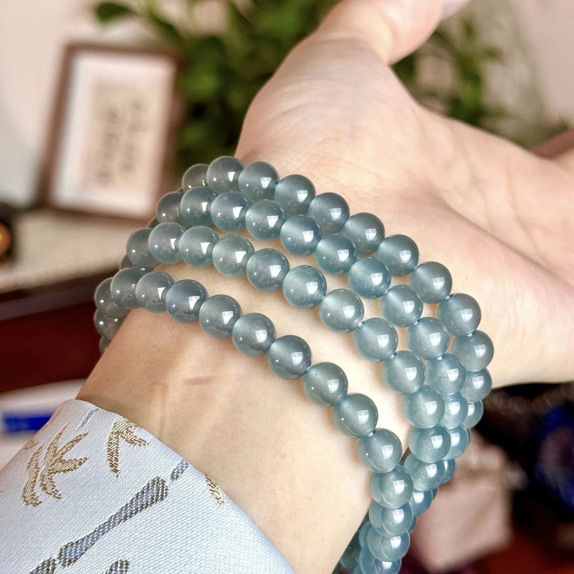 Натуральный нефритовый синий водный клей с высоким ледяным семенем стальной