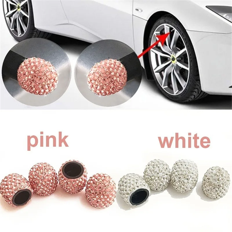 

4 PCs Crystal Car Tire Valve Caps Diamond Shining Dust-proof Wheel Valve Cover Vehicle Bling Car Charms Decor Auto Accessories