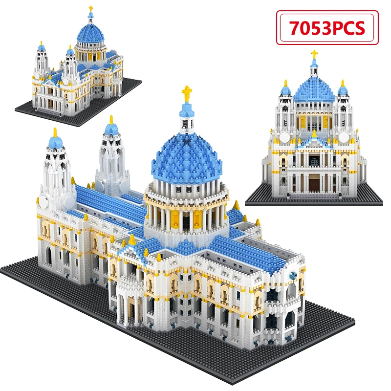 

7053 Pcs City Mini St Paul Cathedral Architecture Building Blocks Famous Castle Moc Bricks Educational Gifts Toys For Children