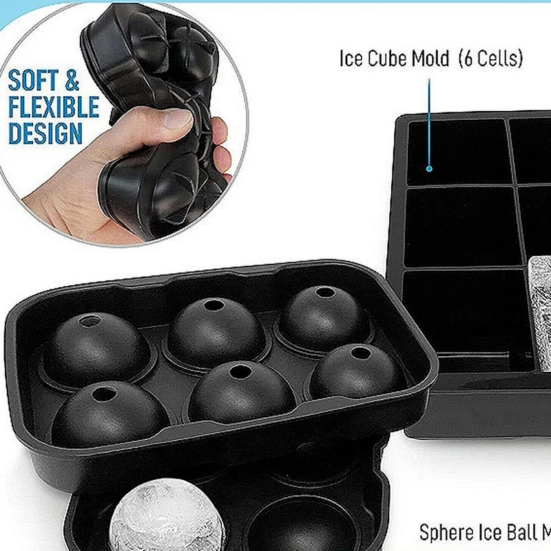 

Ice Ball Tray Bar Accessiories 8 Cavity Silicone Ice Mold Kitchen Tools Ice Sphere Mold With Funnel Ice Cube Ball Maker Mold