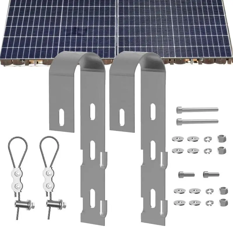 

Solar Panel Mounting Brackets 2pcs Heavy Duty Solar Panel Balcony Wall Roof Hooks Solar Panel Holder Clamps For RVs Trailers