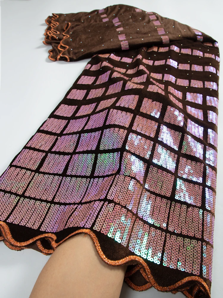 Роскошная африканская бархатная кружевная ткань 2,5 ярдов Flannetlette с блестками Высокое качество нигерийское кружево для свадебной вечеринки для женщин TY3334