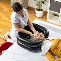 portable inflatable hair washing basin pregnant disabled care pvc shampoo basin with drain tube flat lay double layer washbasin