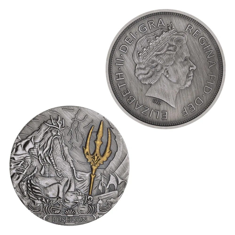 Позолоченная серебряная монета Sea King Poseidon сувенирные монеты подарки поделки