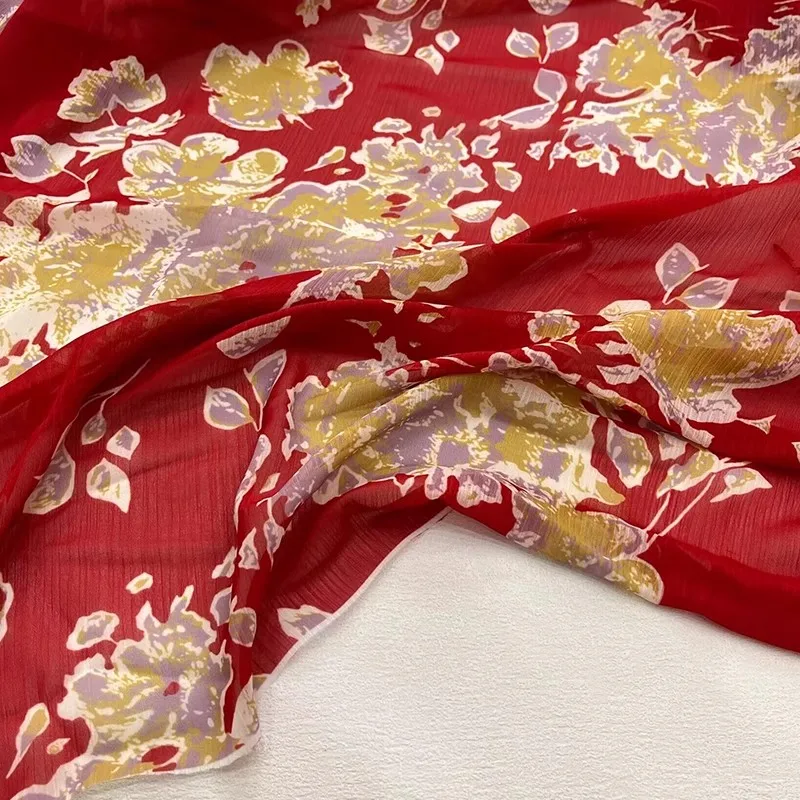 Бренд Европы и Америки красная задняя часть золотой цветок с принтом полиэфирная