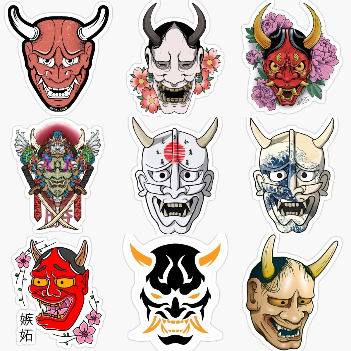 

Japanese Prajna Samurai Hannya Mask Funny Car Stickers Anime Decal Graffiti Sticker Personality Creative Decoration