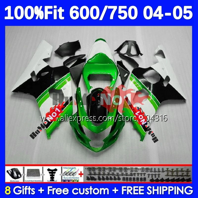 

Injection Body For GSXR 750 600 CC K4 GSX-R600 750CC 15No.106 GSXR-750 GSXR600 GSXR750 04 05 2004 2005 OEM Fairings green stock