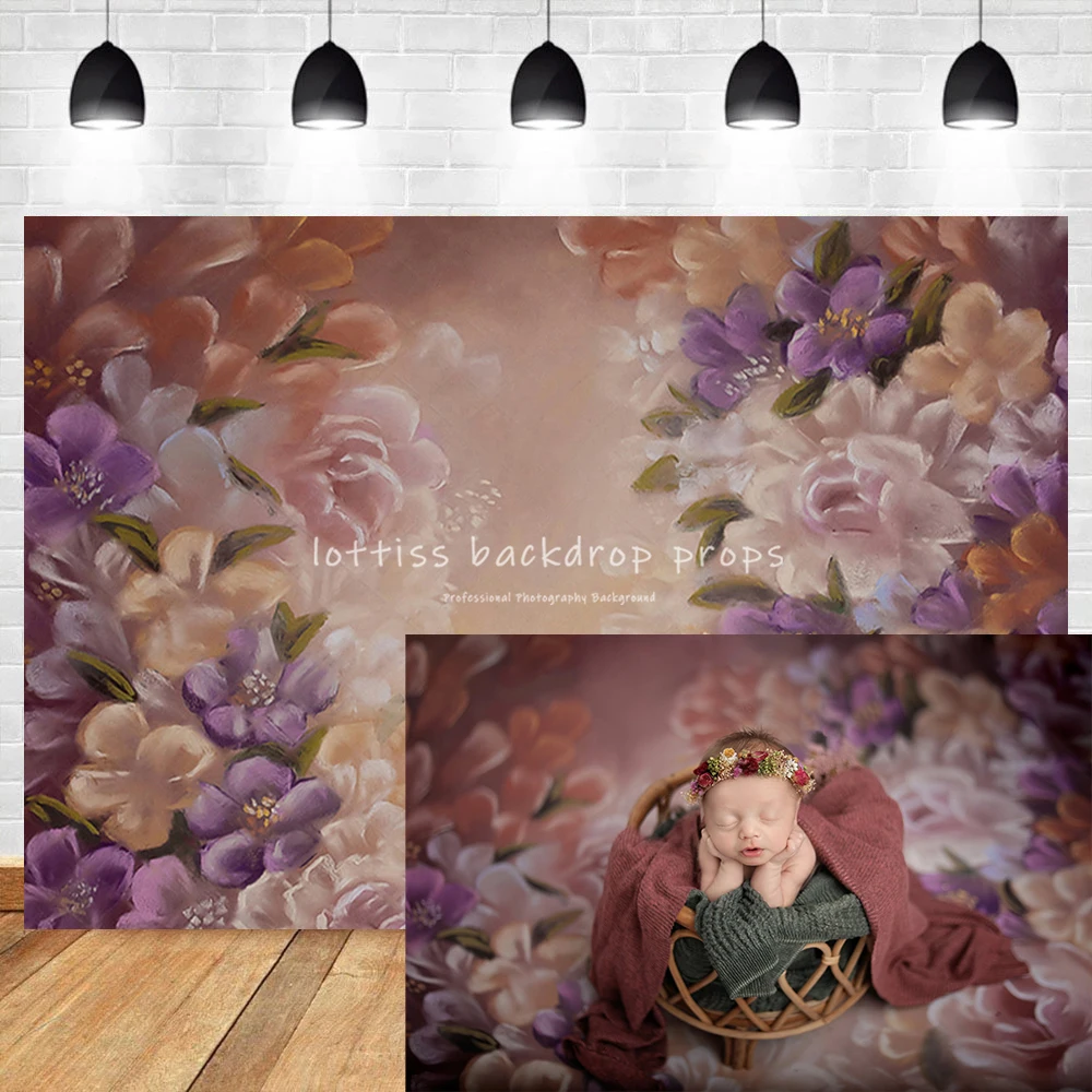 

Art Flower Wallpaper Photography Background Hand Painted Style Newborn Baby Shower Portrait Backdrop Props Photo Studio
