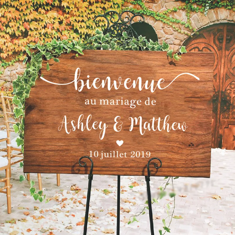

Wedding Personalized Name Date Sticker Wedding Party Onsite Welcome Sign Mirror Art Easy Tear Removable Vinyl Sticker