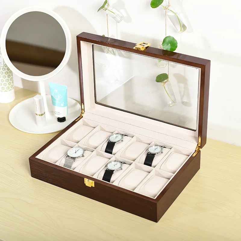 6/10/12Grids Solid Wood Jewelry Organizer Box Watch Holder Storage Case Watch Display Box for Man Women Hombre