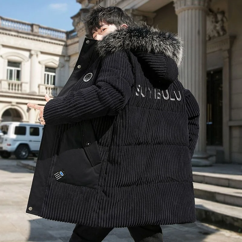 

Парка мужская Вельветовая средней длины, повседневное хлопковое утепленное пальто с капюшоном, утепленная куртка с подкладкой, зима