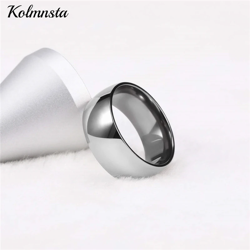 

Kolmnsta 10mm Wide Men Titanium Cool Ring Polished Silver Color thumb Glossy Big Finger Rings Dome Unisex Jewelry Fashion men