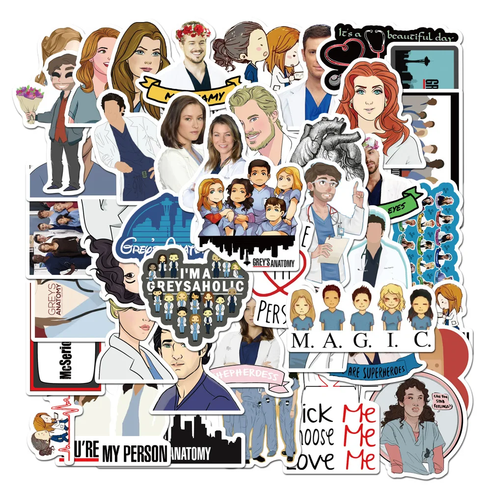

Stickers Grey's Anatomy TV Show Kids Toys Aesthetic Stationery Notebook Phone Case Planner Skateboard Kids' Luggage Laptop