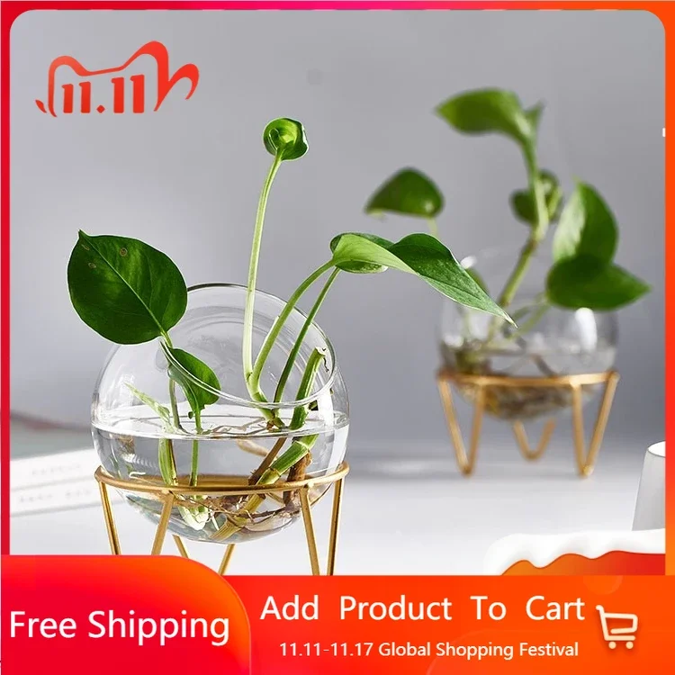 

Modern Nordic Vase Decoration Home Vintage Table Hydroponics Vase Transparent Modern Decoracao Decoration Accessories AA50HP