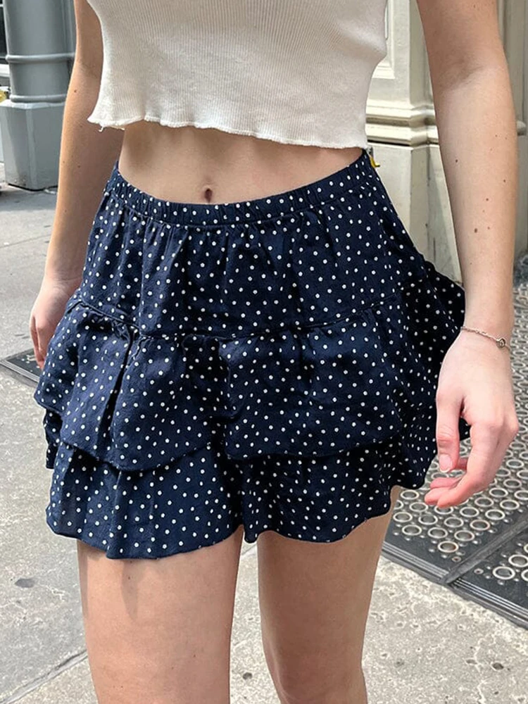 

Floral Ruffles Mini Skirt Women Balletcore Cute Elastic High Waist Summer A-line Sweet Skirts Y2k Harajuku Vintage Chiffon Falda