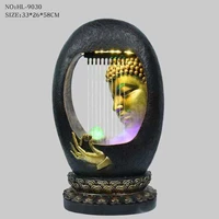 2020 feng shui home decor poly resin buddha indoor small desktop waterfall water fountain with stone effect