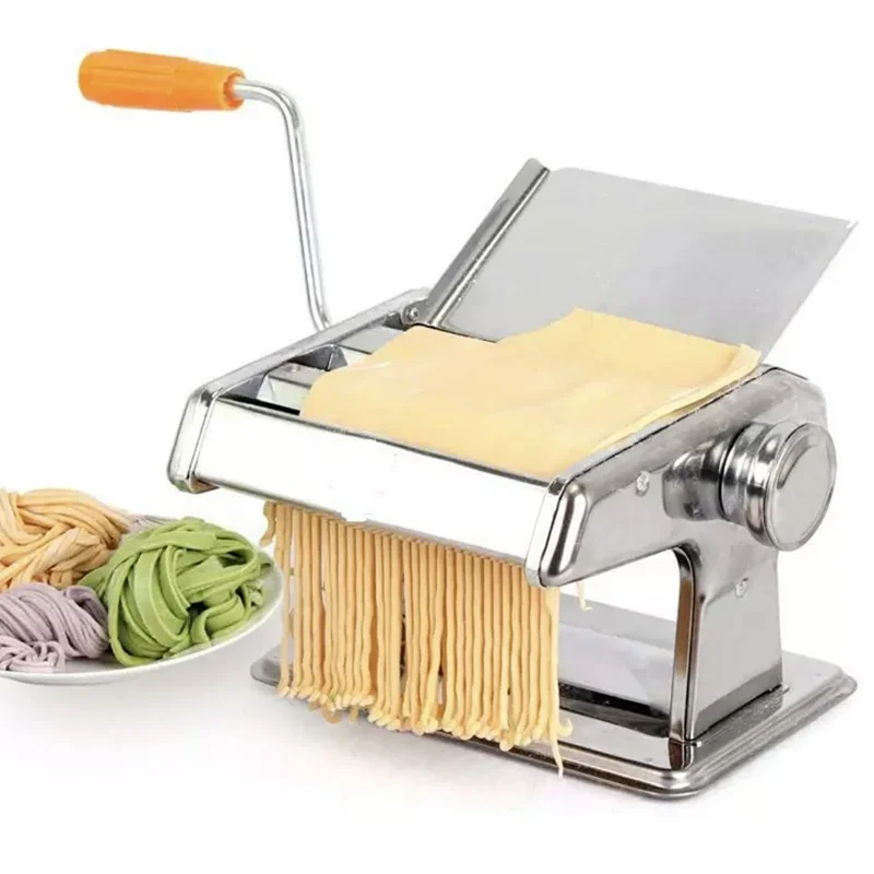 

Stainless Steel Manual Noodle Maker with 2 Blades Pasta Making Machine Spaghetti Pasta Cutter Handheld Operate Noodle Maker