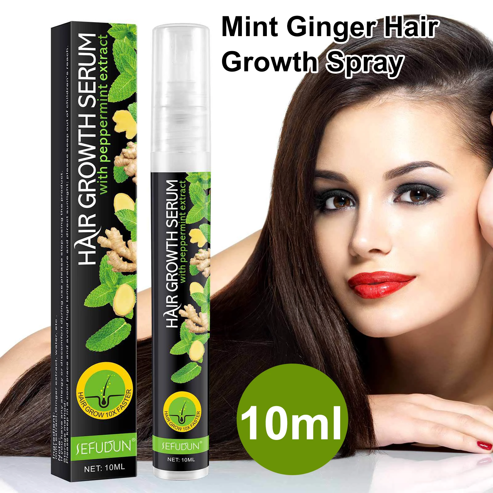 

Ginger Hair Growth Serum Hair Loss Spray 7 Days Effective Germinal Hair Growth Essential Oil Men Women Hair Care 10ml