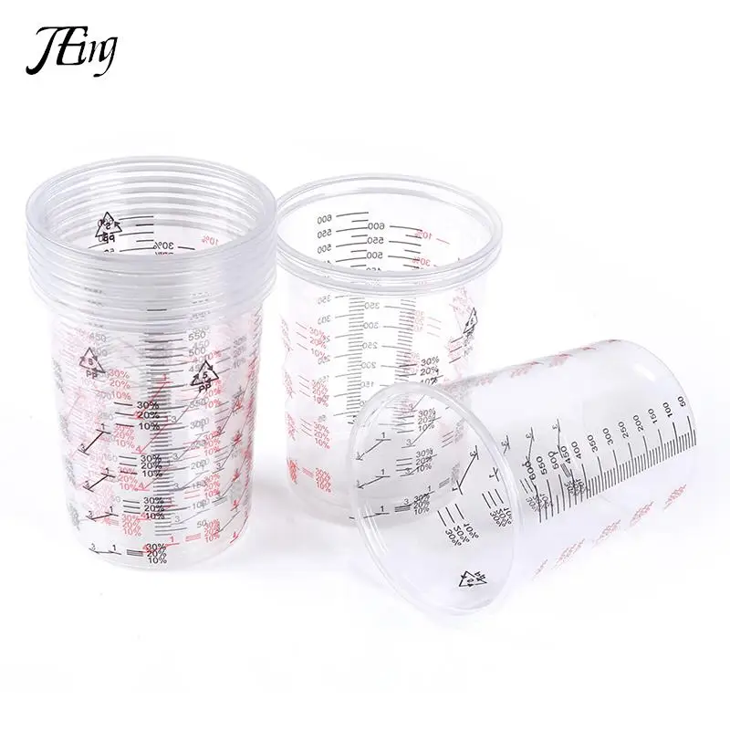 

10pcs 600ml Plastic Paint Mixing Cups Mixing Pots Paint Mixing Calibrated Cup For Accurate Mixing of Paint and Liquids