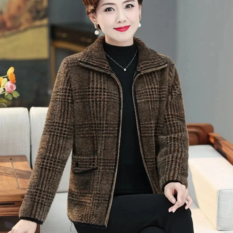 Свитер для мам женская короткая куртка из искусственной норки и бархата женский