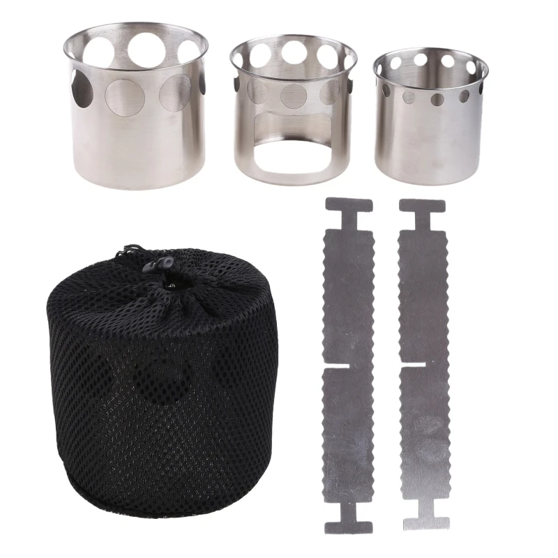 

Портативная Складная ветрозащитная дровяная плита, компактная посуда из нержавеющей стали для барбекю, круглая плита для открытого кемпинга