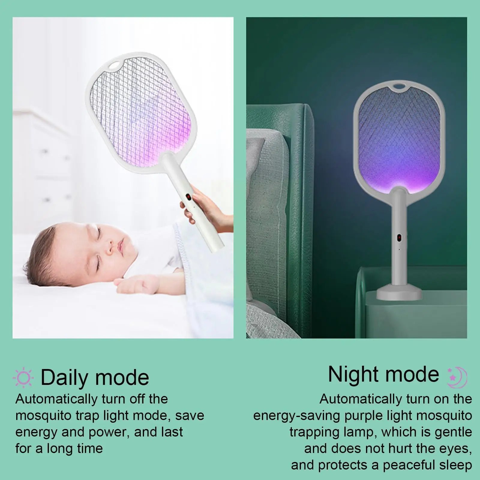 

DC3500V USB Electric Mosquito Racket Mosquito Swatter Bug Mode Rechargeable Trap Zapper USB Fly Vertical/Handheld L0K1