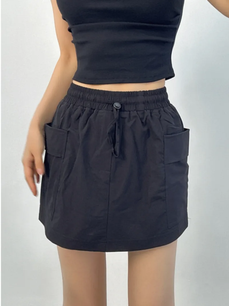 Мини-юбка Женская эластичная трапециевидная с завышенной талией и карманами