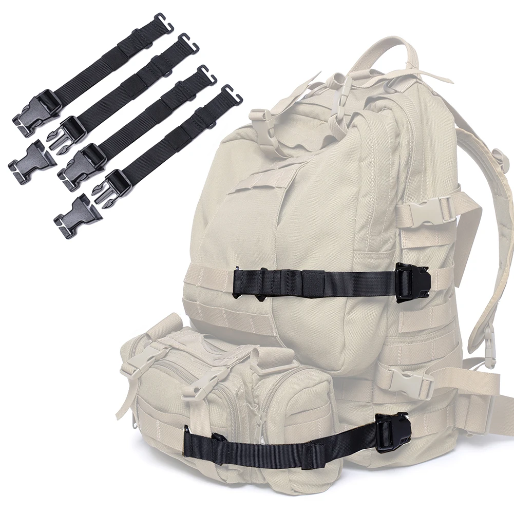 Купи 4pcs Molle System Webbing Straps Tactical Backpack Vest Adapter Belts Outdoor Sports Climbing Hiking Hunting Bags Chest Straps за 382 рублей в магазине AliExpress