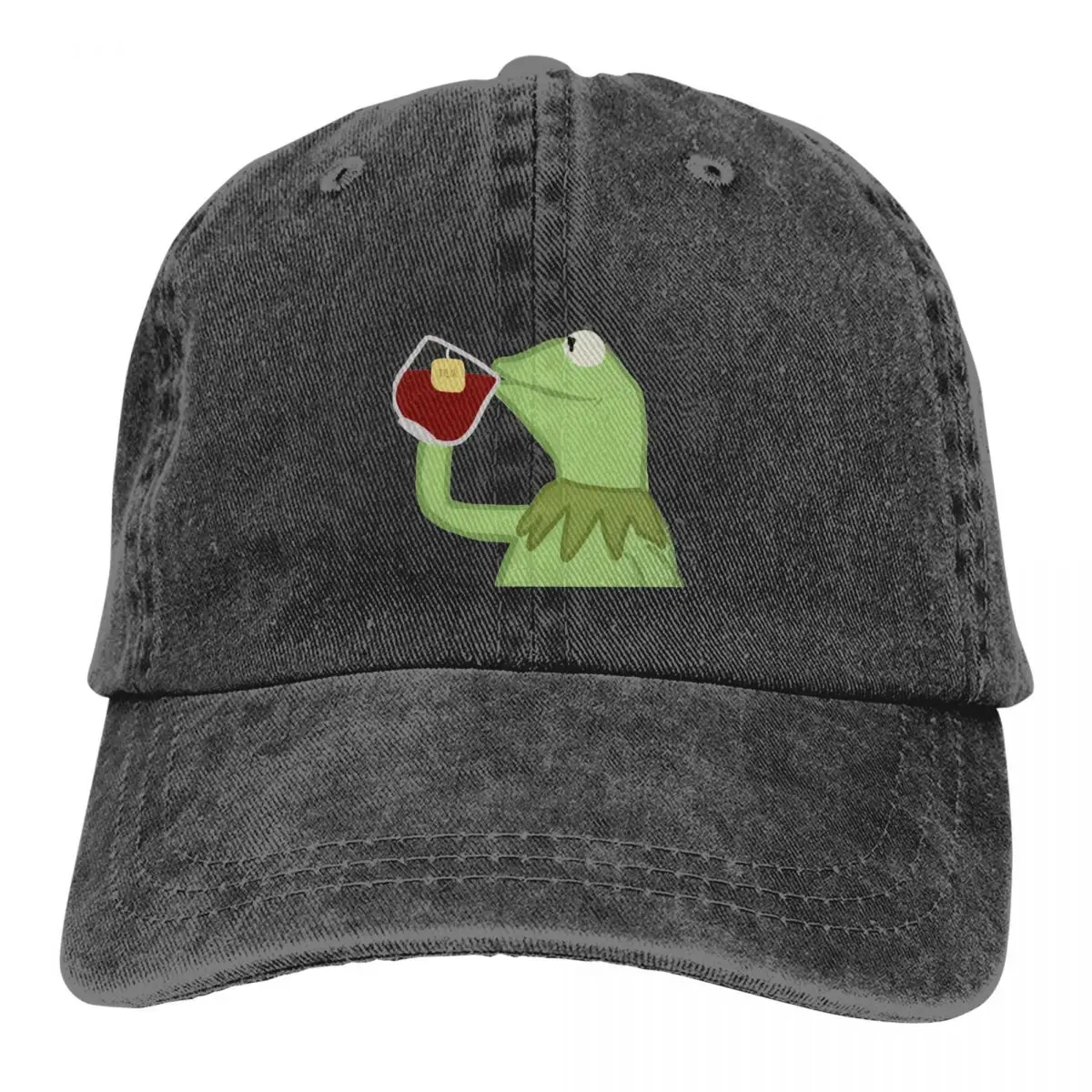 

Baseball Caps Tea Drinking Frog Merchandise Unisex Style Classic Distressed Cotton Funny Frog Snapback Cap