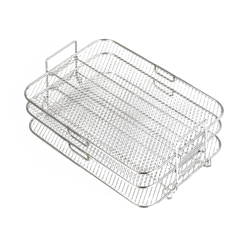 

20CC Multi-purpose Air Fryer Rack Toasts Holder Three Layer Square Stackable Racks Stainless Steel Dehydrator Rack Durable