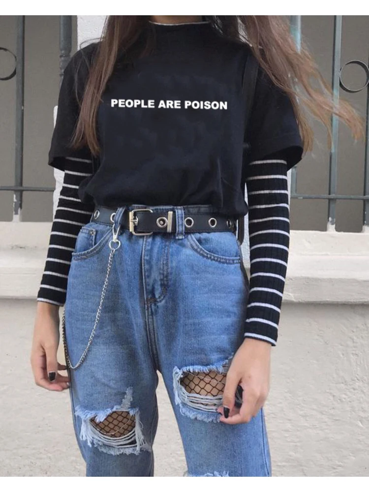 Футболка People Are Poison забавная винтажная модная футболка с цитатой хипстерская