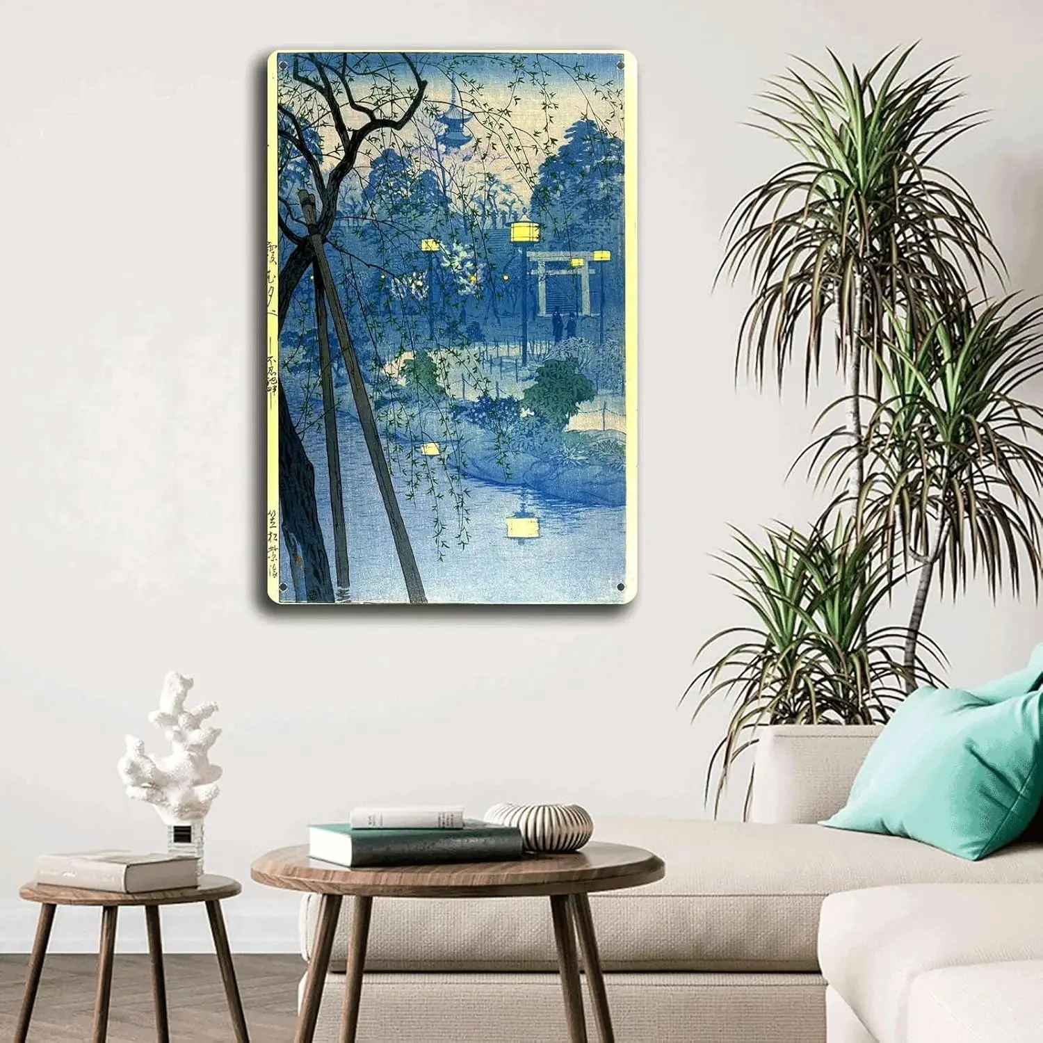 Металлические оловянные знаки туманная ночь в Shinobazu пруд Токио касамацу японское