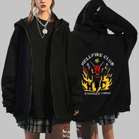 hellfire club hoodie manga zipper hoodies funny stranger things 4 printed zip up sweatshirt vintage jacket tops unisex sudaderas