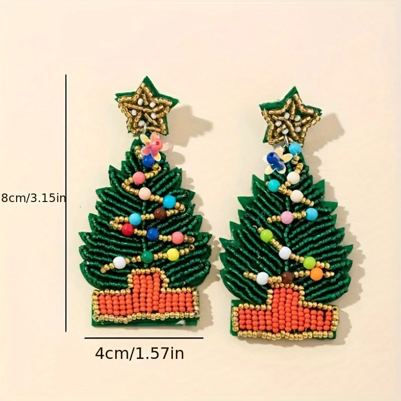 Богемные Висячие Серьги Ручной Работы В Форме Рождественской Елки И