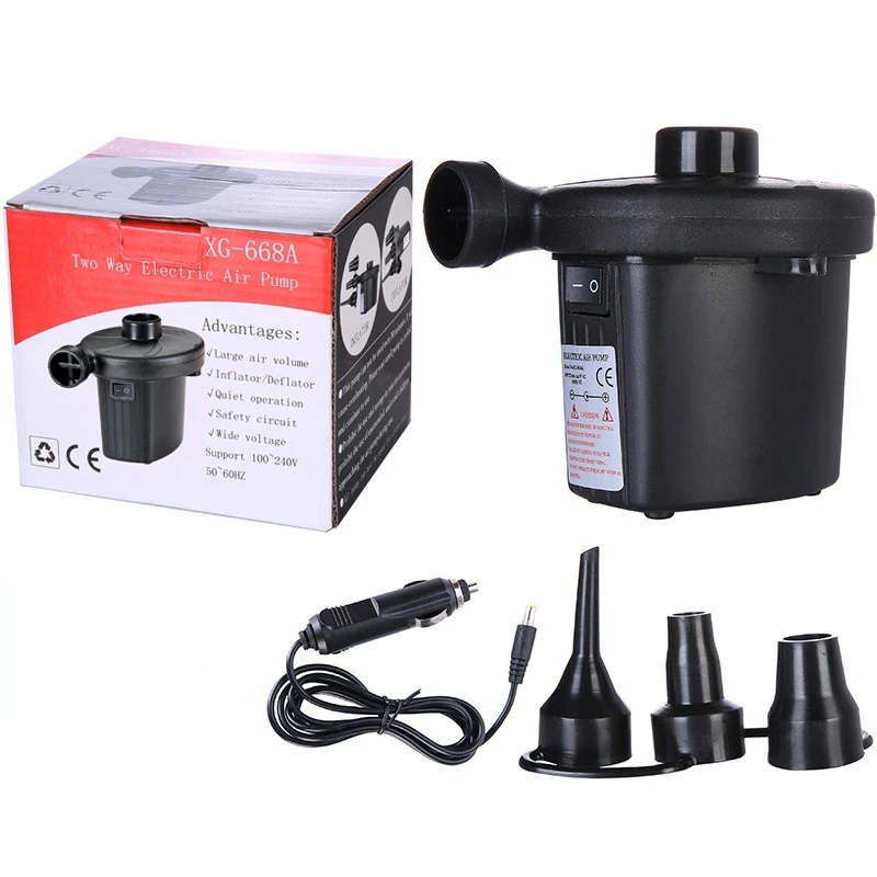 12V Electric Air Pump Potable Inflatable Compressor For Mattress Swimming Pool Fast Filling Inflator Blower 3 Nozzles |