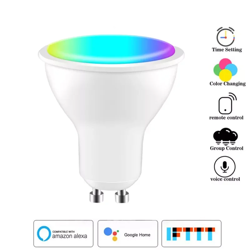 

NEW2022 New Wifi Smart Gu10 LED Light Bulb Spotlight 220-240V EWeLink APP 4W RGB+CCT Voice Control Work With Alexa Google Home F