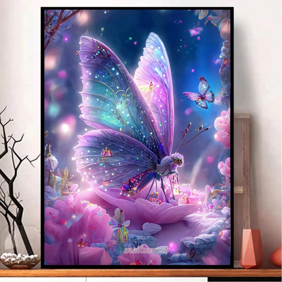 

Алмазная живопись, бабочка 5D, алмазная вышивка своими руками, Набор для вышивки крестиком в виде животных, искусство мозаики, украшение для дома AS3394