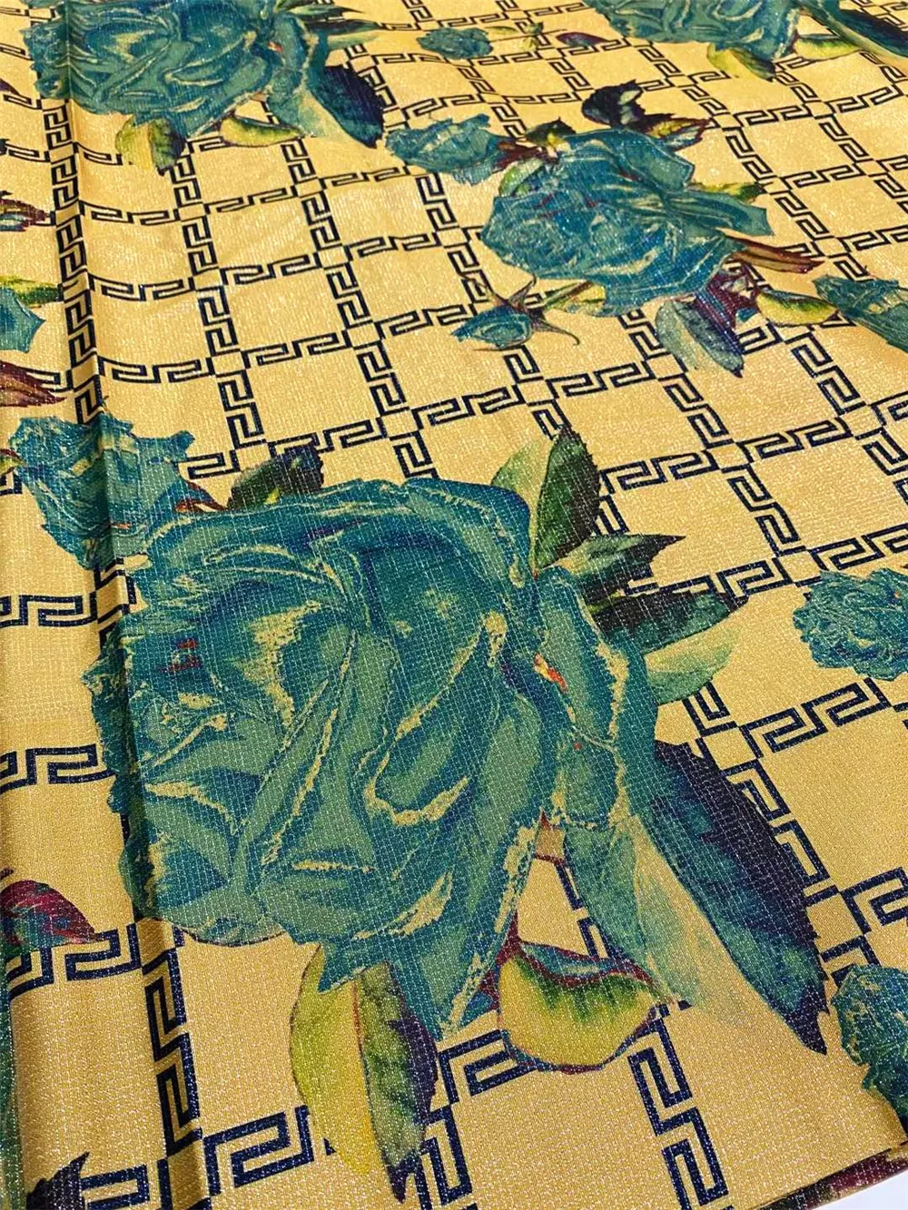 Нигерия позолоченная ткань из органзы 5 ярдов печать Африканское кружево для