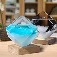 storm glass weather forecaster glass cube shape home decorative indoor weather predictor glass cloud for office home decor