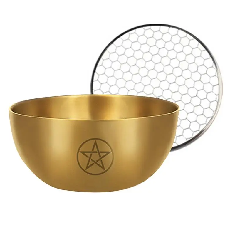 

Brass Aromatherapy Bowl Rust-Proof Brass Serving Container With Spacer Dinnerware Supplies For Balcony Ceremony Kitchen Living