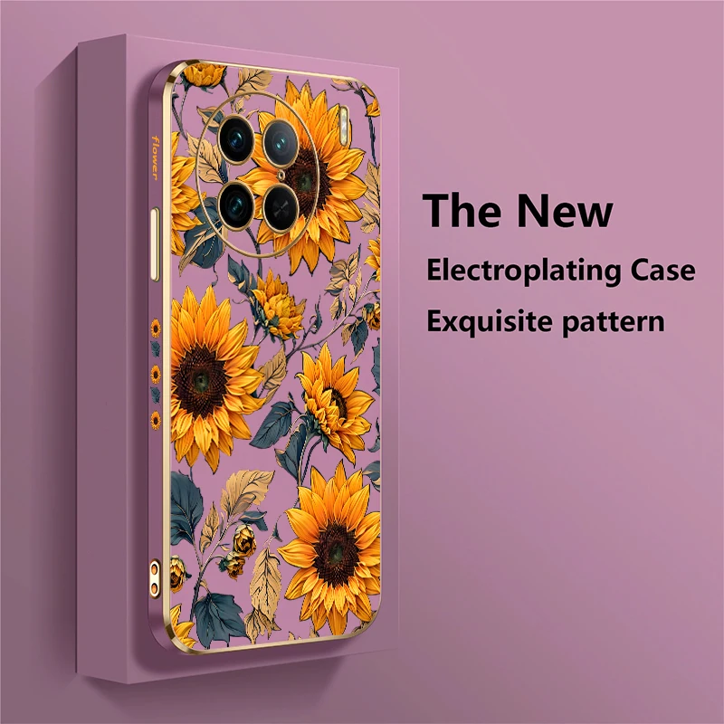 Colorful Flowers Luxury Plating Phone Case For Vivo T1 Pro U1 U3 U3X U10 U20 Silicone Soft Pattern Shockproof Back Cover Fundas