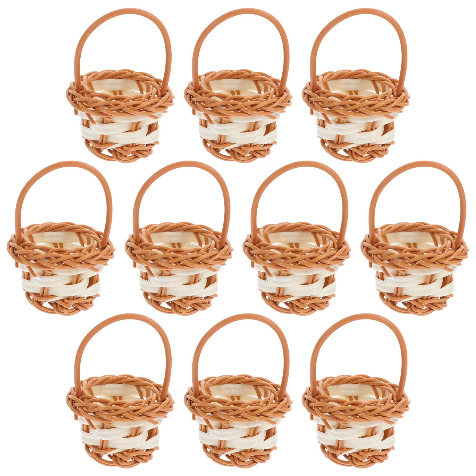 10 Pcs Portable Flower Basket Decor Rattan Decorative Baby Food Containers Mini Handwoven Rural Style Kids Hand-made