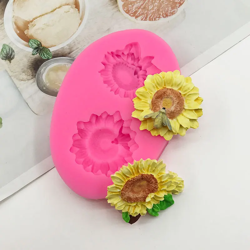 

Flower sunflower daisy chrysanthemum Silicone Fondant Soap 3D Cake Mold Cupcake Candy Chocolate Decoration Baking Tool FQ2246