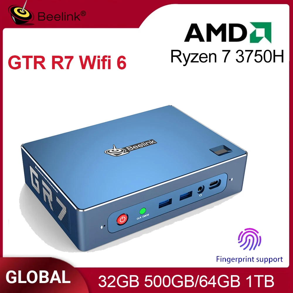 

Beelink GTR AMD Ryzen 7 3750H Windows 10 Мини ПК DDR4 16 Гб 500 Гб SSD 1000M Wifi 6 BT5.0 Двойной HD DP USB3.0 игровой компьютер GTR R7