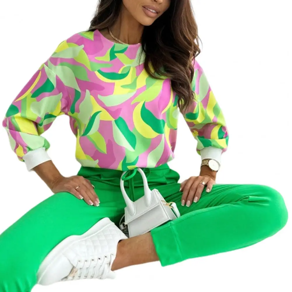 

Wear Resistant Ladies Printed Shirt Loose Fit Shirt Top Long Sleeve Spring Woman Basic Top Dress Up