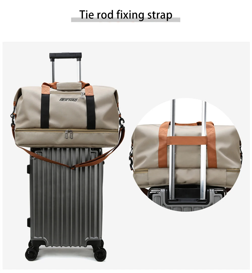 Cross Travel Bags For Women Large Capacity Storage Bag Waterproof Weekend Sac Voyage Femme Messenger Dry And Wet Separation Bags